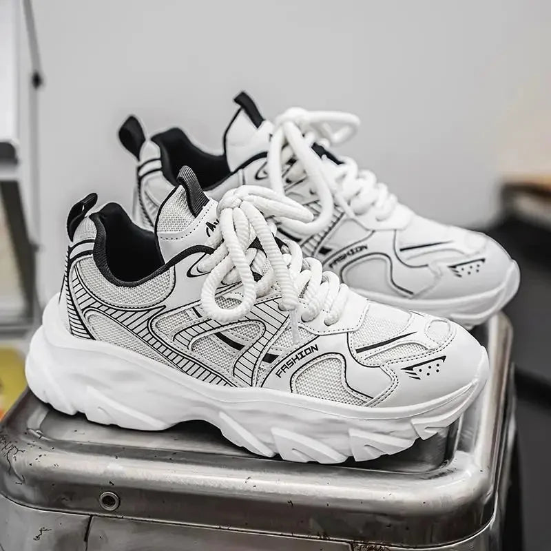 2024 Autumn/Winter New Men's Shoes Breathable Sports Casual Running Shoes Student Thick Base Increased Wear Resistance Old Dad S - Melo