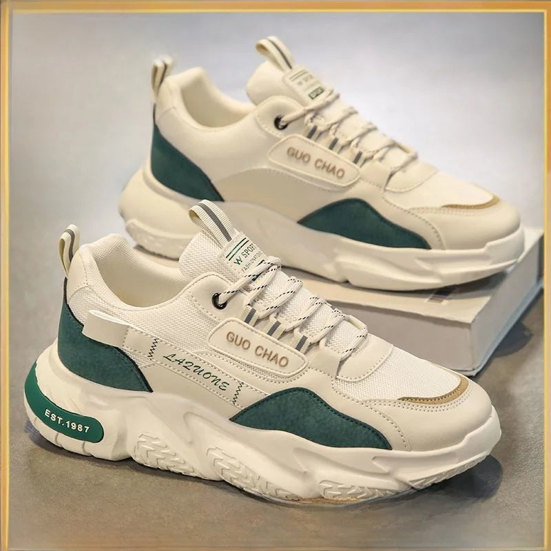 Men's Spor Breathable Me oes Summer New Sle Thi Bot Heightening Casual Dads Sneakers Comfortable round Toe Rubbe... - Melo