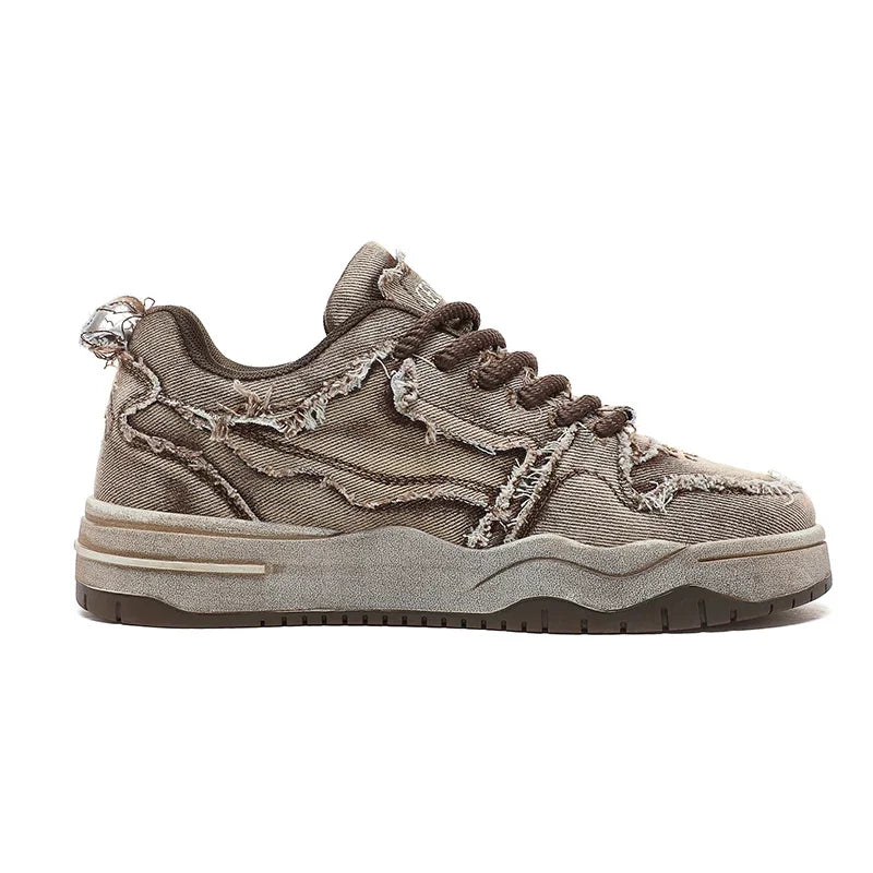 Men's Personalized Denim Retro Fashion Skateboarding Shoes Versatile Men's Sports Shoes Couple Outdoor Sports and Casual Shoes - Melo