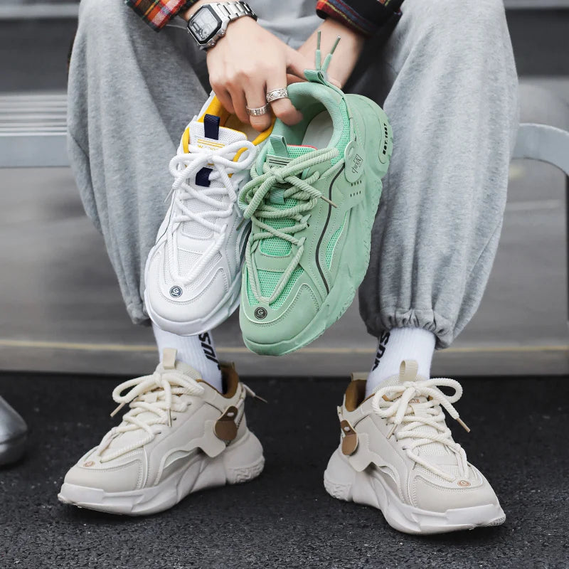 Men's Sports Shoes Thick-soled Heightening Clunky Sneaker Breathable Comfortable Running Shoes Fashionable Sports Tennis Shoes - Melo