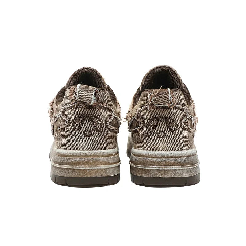 Men's Personalized Denim Retro Fashion Skateboarding Shoes Versatile Men's Sports Shoes Couple Outdoor Sports and Casual Shoes - Melo