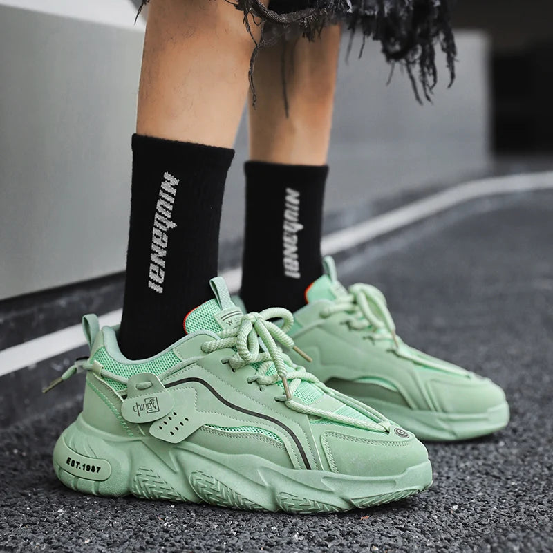 Men's Sports Shoes Thick-soled Heightening Clunky Sneaker Breathable Comfortable Running Shoes Fashionable Sports Tennis Shoes - Melo