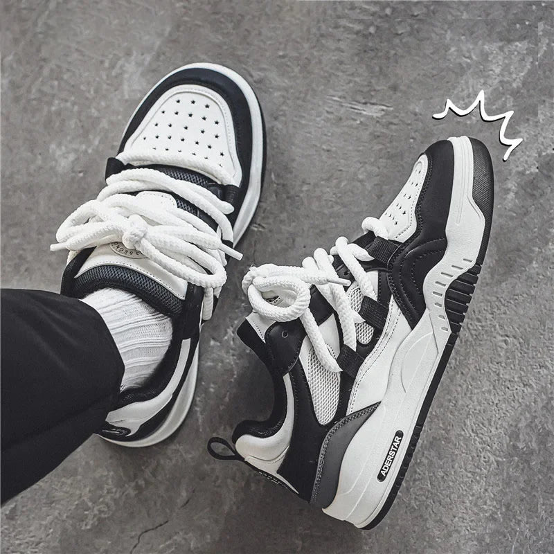 Trendsetting Comfort: Men Durable Skate Shoes with Fashionable Shoelaces, Ankle and Toe Protection, Breathable Holes - Melo