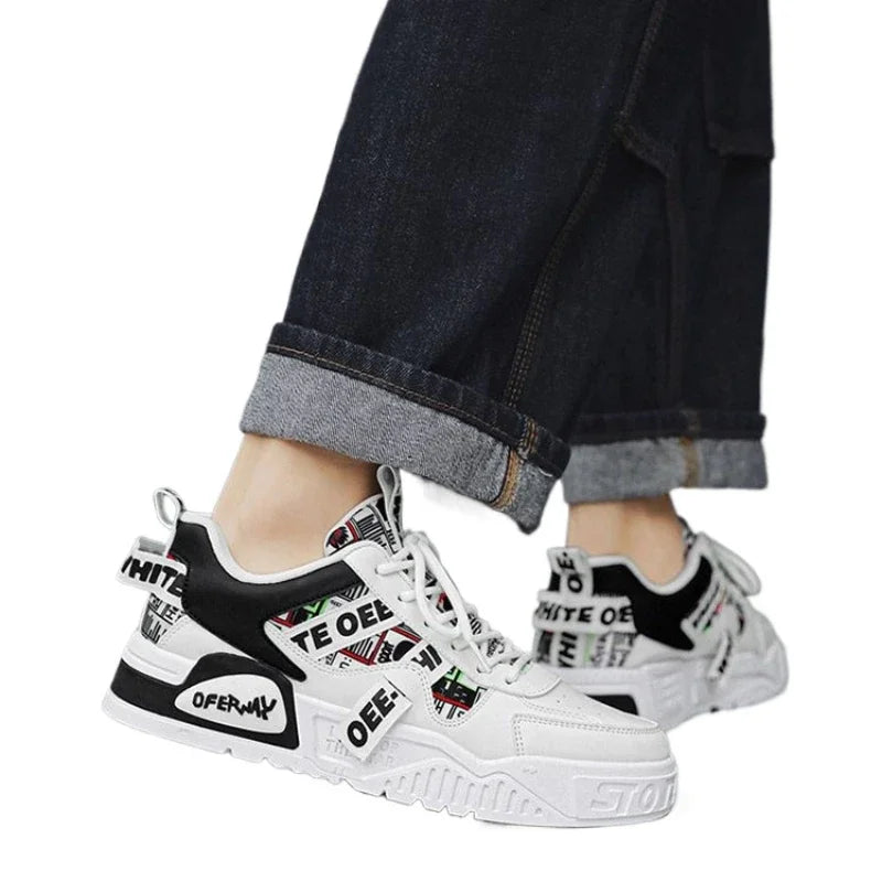 Casual Fashion Leather Sneakers New Skateboard Mens Shoes Outdoor Running Sports shoes Hiking Tennis Platform Luxury footwear - Melo