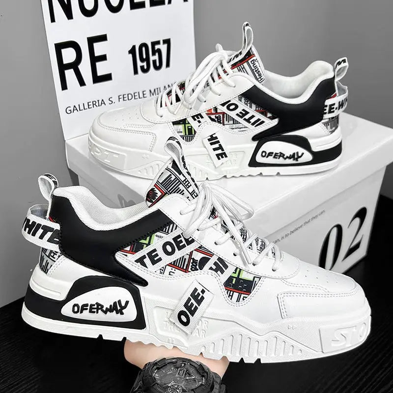 Casual Fashion Leather Sneakers New Skateboard Mens Shoes Outdoor Running Sports shoes Hiking Tennis Platform Luxury footwear - Melo