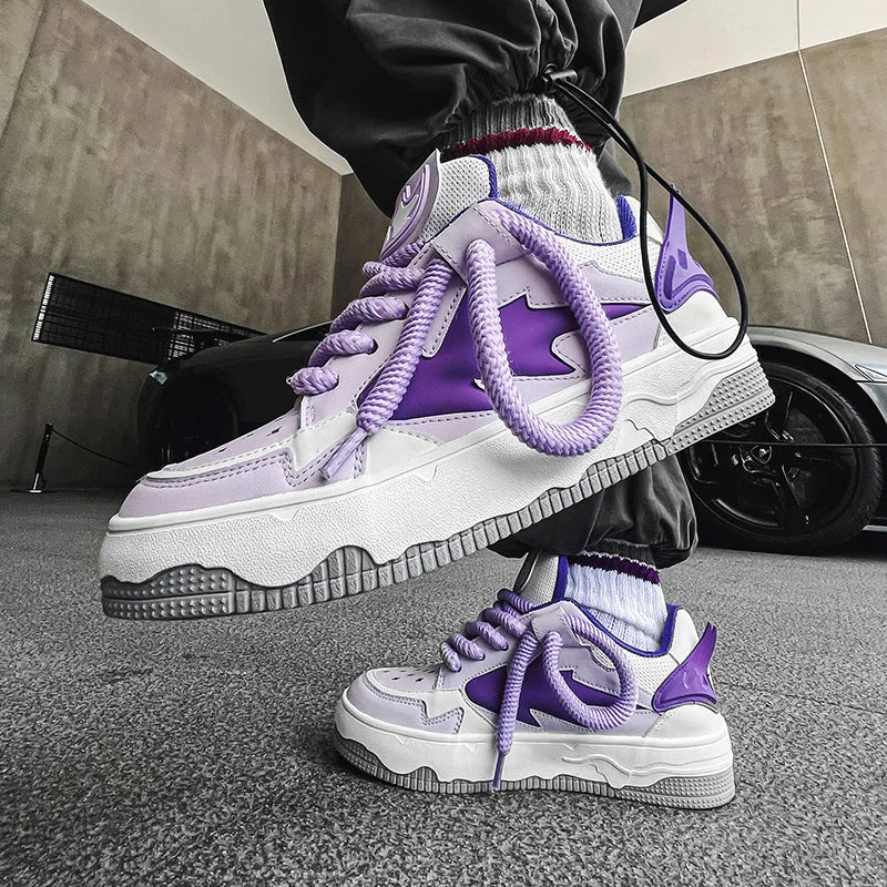 2024 Fashion Purple Mens Skateboard Shoes Streetwear Sneakers Spring Low top Board Sneakers Man Unisex Trend Shoes basket homme - Melo