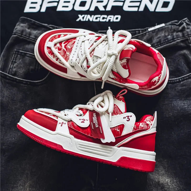 Original Brand Men's Skateboard Shoes Fashion Red Men Sneakers Low-Cut Platform Shoes Casual Skate Sneakers Men basket homme - Melo