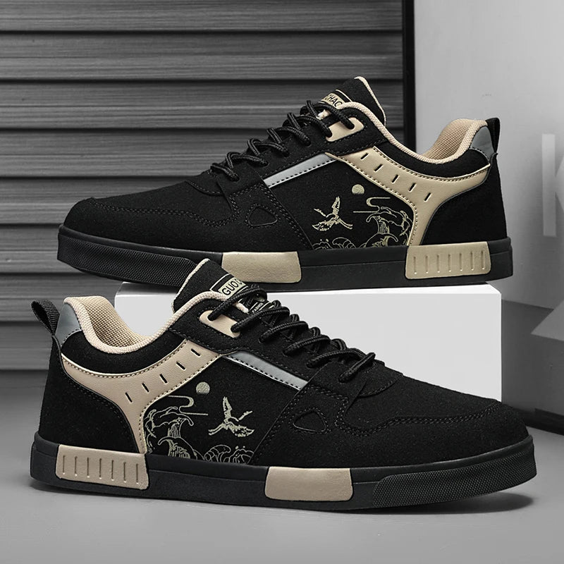 Men's easy to wipe clean skate shoes, good grip, low top lace-up sneakers, men's shoes - Melo