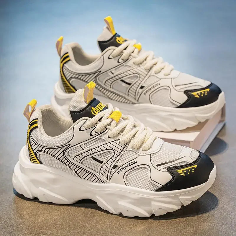 2024 Autumn/Winter New Men's Shoes Breathable Sports Casual Running Shoes Student Thick Base Increased Wear Resistance Old Dad S - Melo