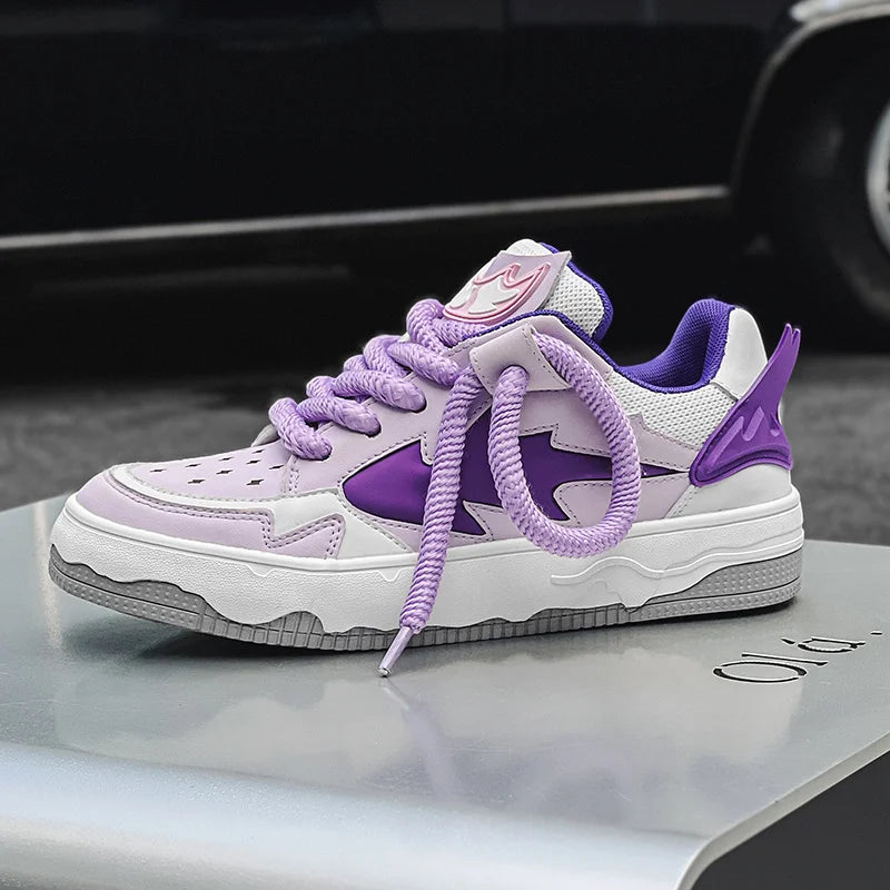 2024 Fashion Purple Mens Skateboard Shoes Streetwear Sneakers Spring Low top Board Sneakers Man Unisex Trend Shoes basket homme - Melo