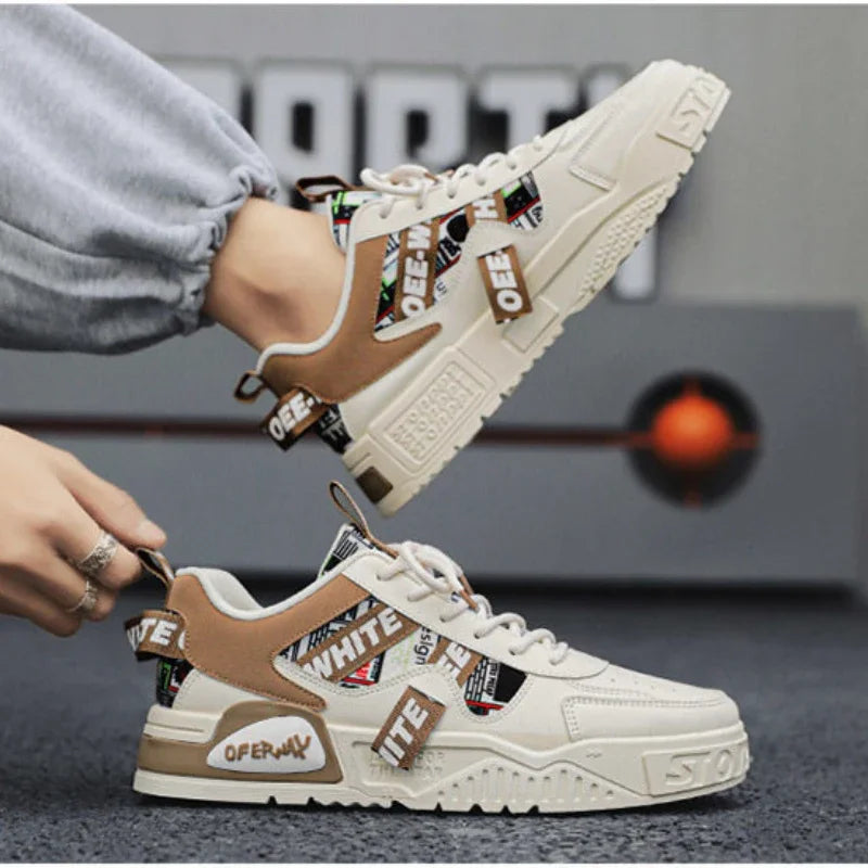 Casual Fashion Leather Sneakers New Skateboard Mens Shoes Outdoor Running Sports shoes Hiking Tennis Platform Luxury footwear - Melo