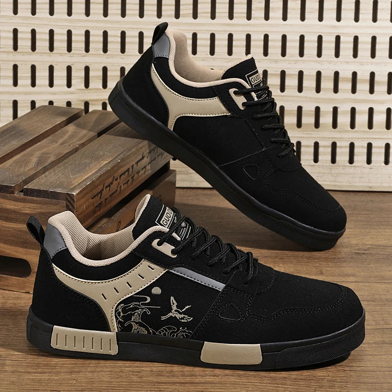 Men's easy to wipe clean skate shoes, good grip, low top lace-up sneakers, men's shoes - Melo