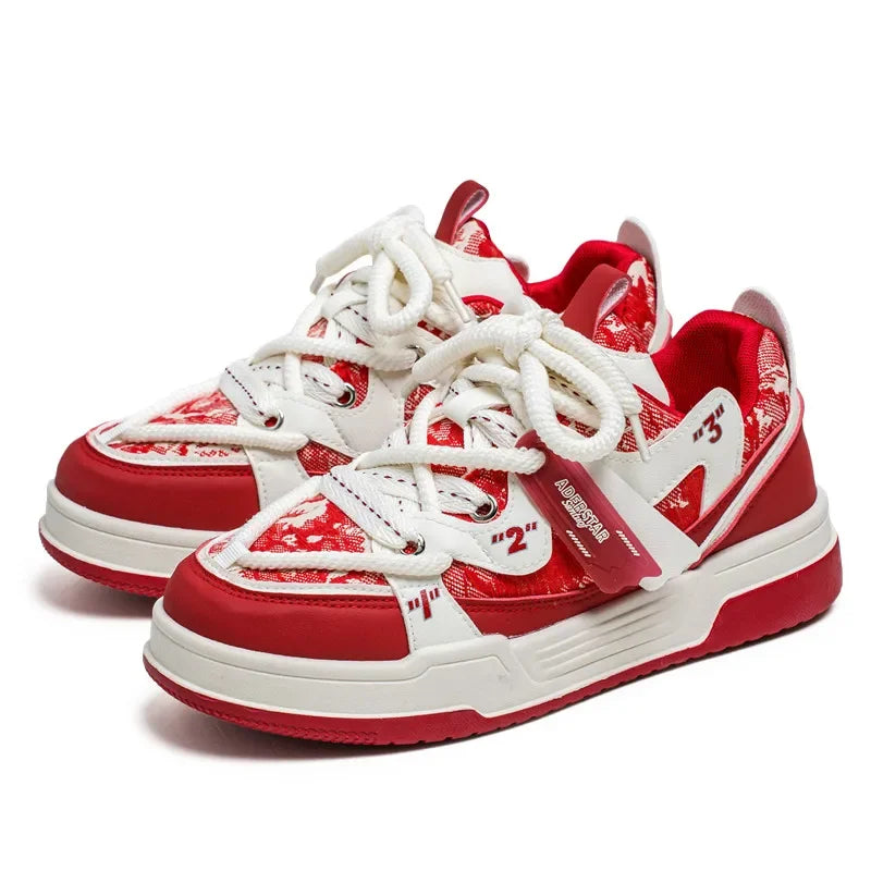 Original Brand Men's Skateboard Shoes Fashion Red Men Sneakers Low-Cut Platform Shoes Casual Skate Sneakers Men basket homme - Melo