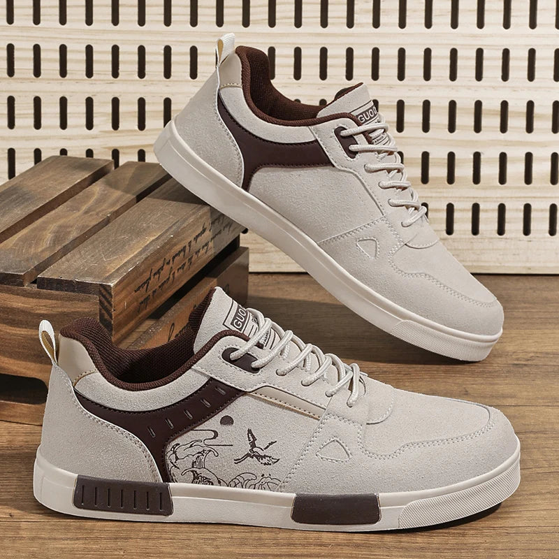 Men's easy to wipe clean skate shoes, good grip, low top lace-up sneakers, men's shoes - Melo