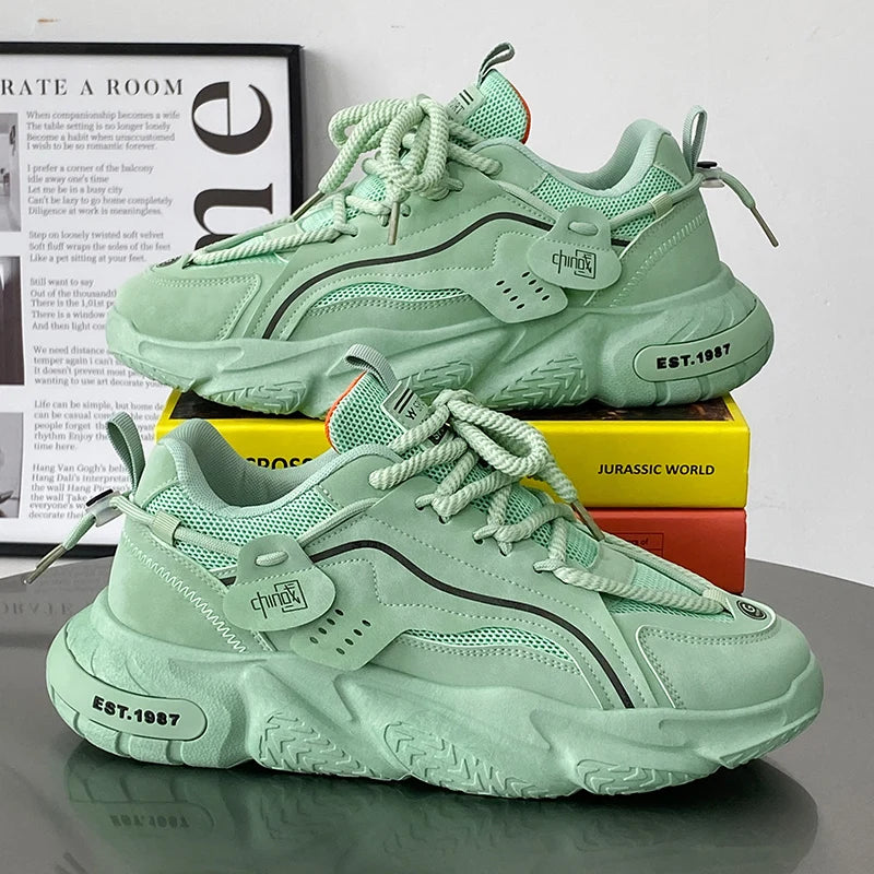 Men's Sports Shoes Thick-soled Heightening Clunky Sneaker Breathable Comfortable Running Shoes Fashionable Sports Tennis Shoes - Melo