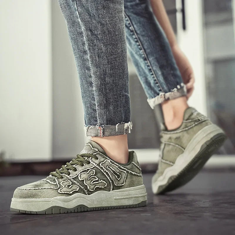 2024 Summer New Washed Denim Couple Shoes with Soft Sole Casual Dirty Board Shoes Non-slip Wear-resistant Sports Shoes for Men - Melo