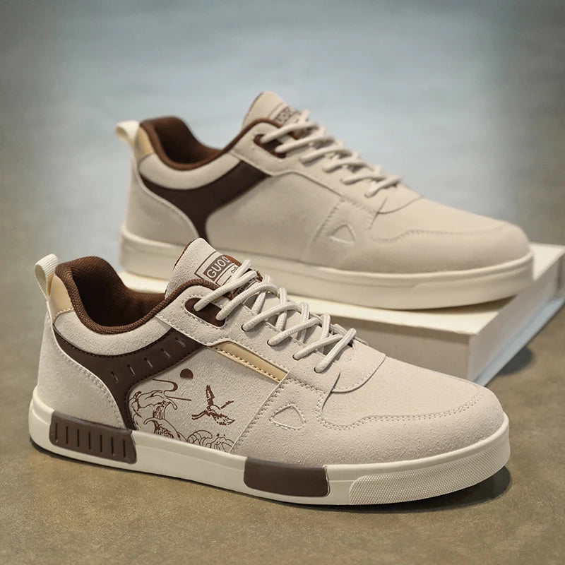 Men's easy to wipe clean skate shoes, good grip, low top lace-up sneakers, men's shoes - Melo