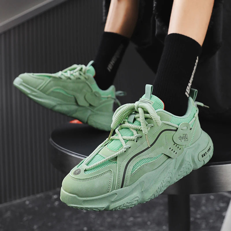 Men's Sports Shoes Thick-soled Heightening Clunky Sneaker Breathable Comfortable Running Shoes Fashionable Sports Tennis Shoes - Melo