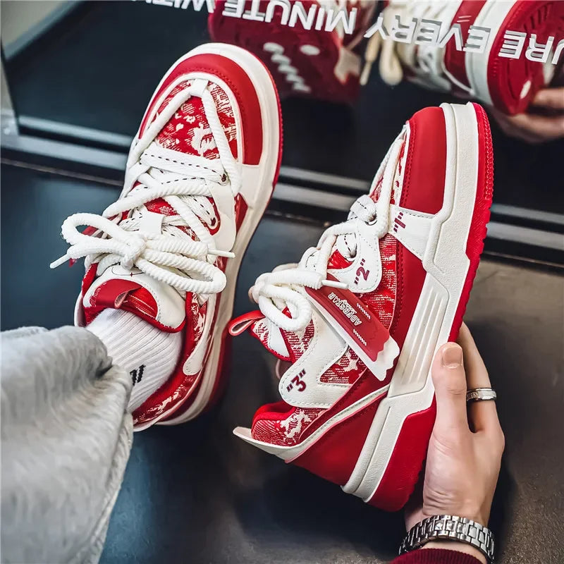 Original Brand Men's Skateboard Shoes Fashion Red Men Sneakers Low-Cut Platform Shoes Casual Skate Sneakers Men basket homme - Melo