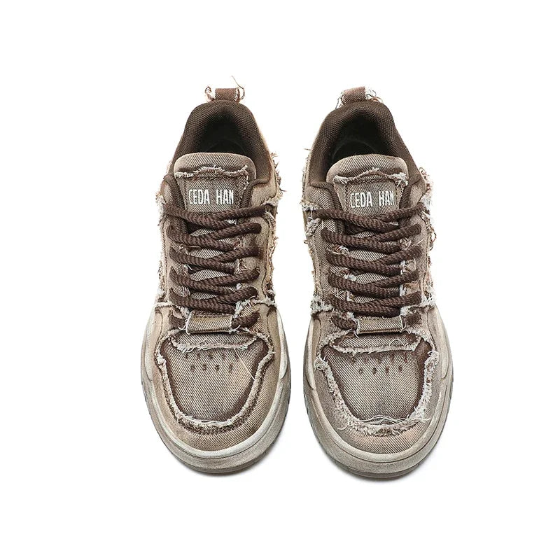 Men's Personalized Denim Retro Fashion Skateboarding Shoes Versatile Men's Sports Shoes Couple Outdoor Sports and Casual Shoes - Melo