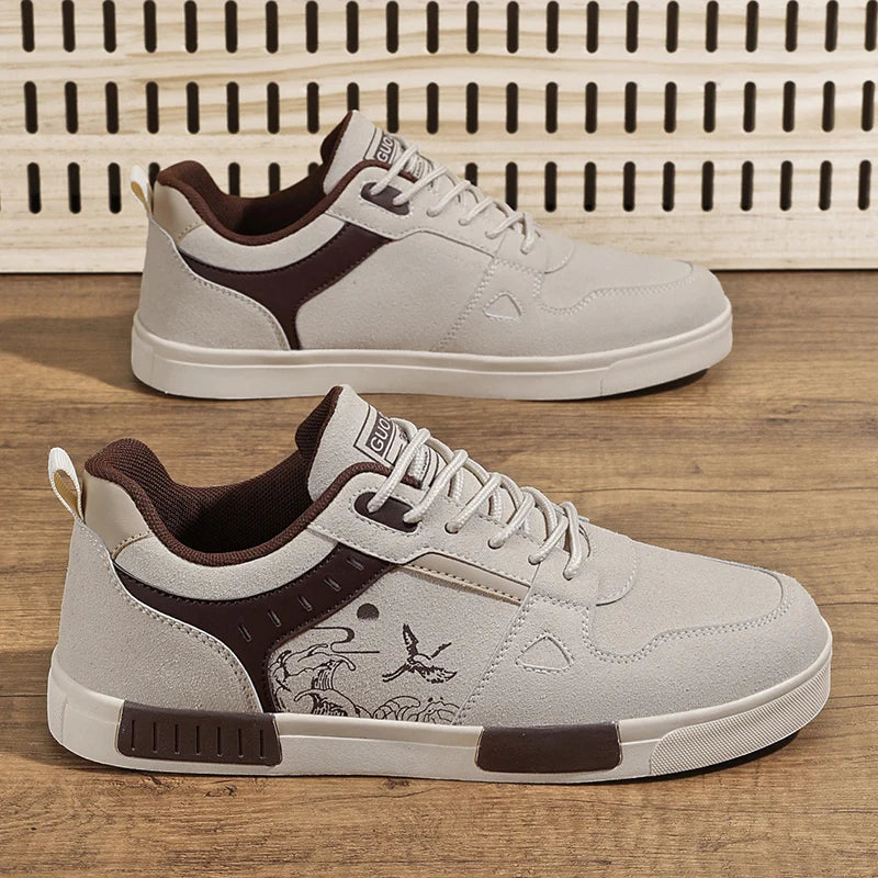 Men's easy to wipe clean skate shoes, good grip, low top lace-up sneakers, men's shoes - Melo