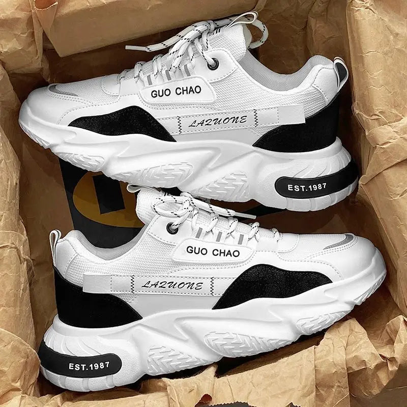 Men's Spor Breathable Me oes Summer New Sle Thi Bot Heightening Casual Dads Sneakers Comfortable round Toe Rubbe... - Melo