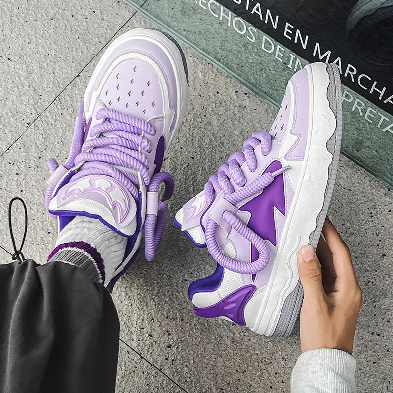 2024 Fashion Purple Mens Skateboard Shoes Streetwear Sneakers Spring Low top Board Sneakers Man Unisex Trend Shoes basket homme - Melo