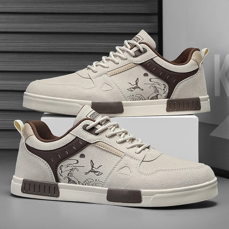 Men's easy to wipe clean skate shoes, good grip, low top lace-up sneakers, men's shoes - Melo