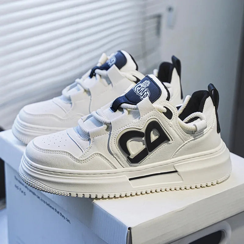 Men's Summer Breathable New 2024 Korean Trendy Versatile Sports Casual Board Shoes Student Increase Small White Trendy Shoes - Melo