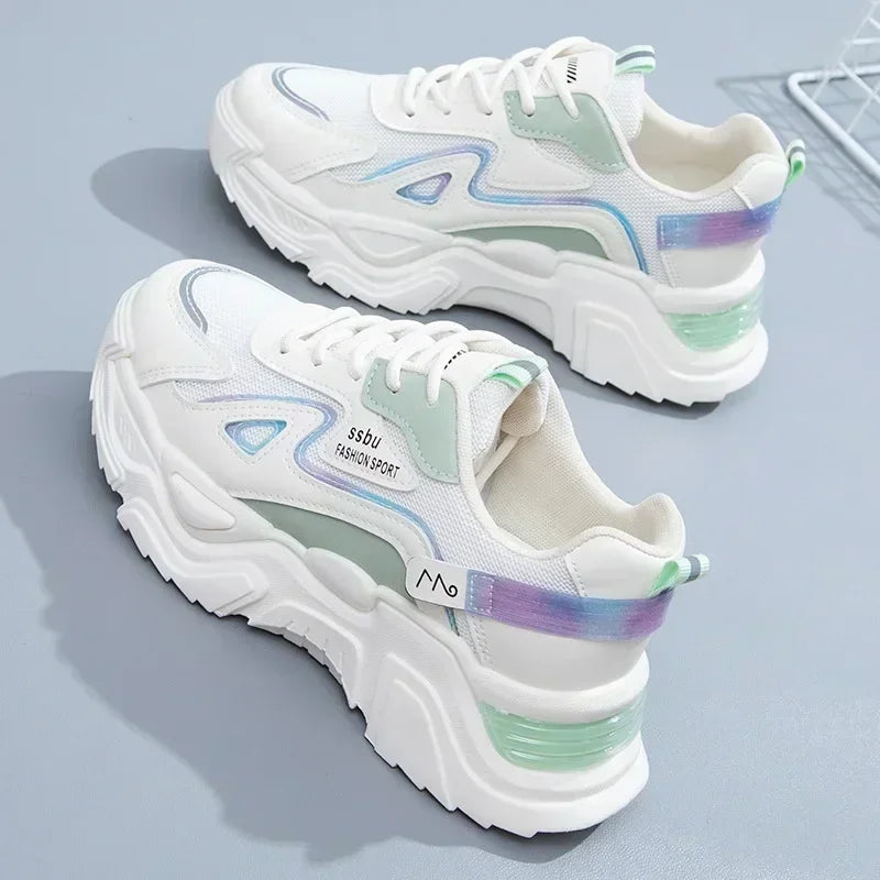 2023 Sneakers Women Platform Flat Shoes Woman Shoes Green Casual Trainers Ladies Chunky Sneakers Women Shoes - Melo