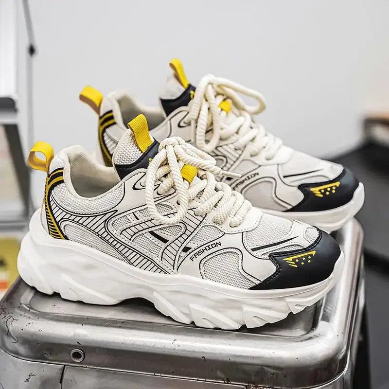2024 Autumn/Winter New Men's Shoes Breathable Sports Casual Running Shoes Student Thick Base Increased Wear Resistance Old Dad S - Melo