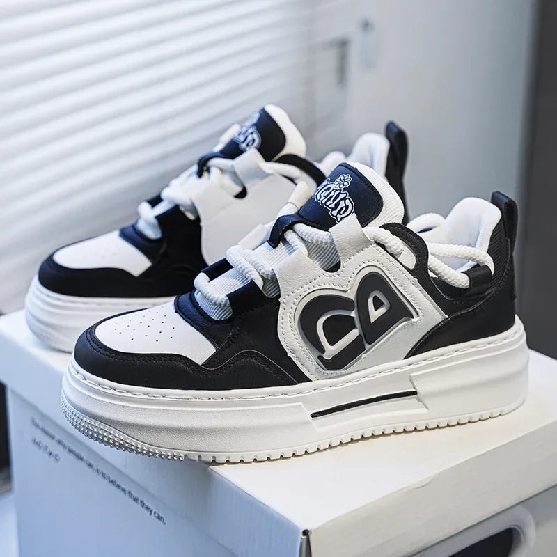 Men's Summer Breathable New 2024 Korean Trendy Versatile Sports Casual Board Shoes Student Increase Small White Trendy Shoes - Melo