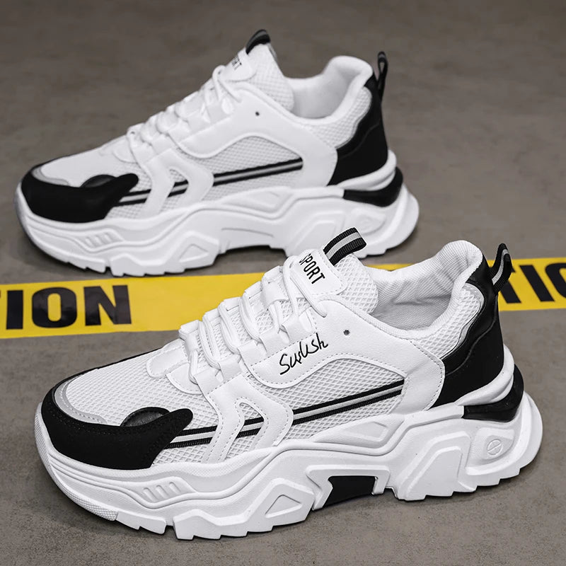 Student thick soled mesh breathable casual sports shoes four seasonal men's outdoor soft sole comfort running shoes male sneaker - Melo