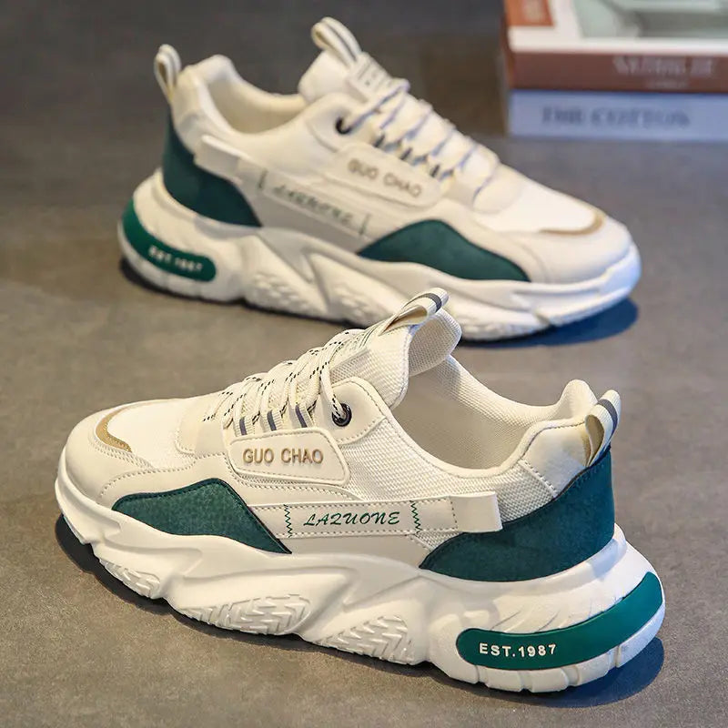 Men's Spor Breathable Me oes Summer New Sle Thi Bot Heightening Casual Dads Sneakers Comfortable round Toe Rubbe... - Melo