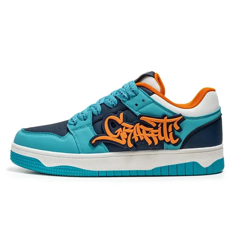 Fashion Blue Designer Skateboard Shoes Men Streetwear Hip hop Sneakers Men Luxury Platform Skateboard Sneakers Men basket homme - Melo