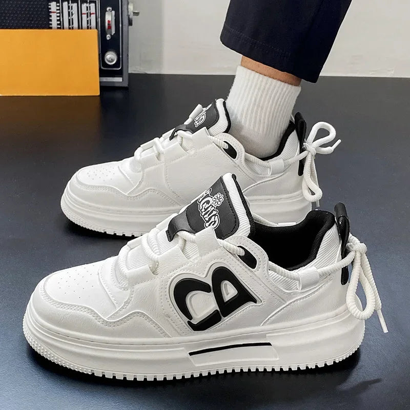 Men's Summer Breathable New 2024 Korean Trendy Versatile Sports Casual Board Shoes Student Increase Small White Trendy Shoes - Melo