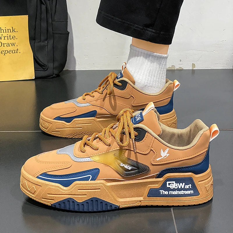 2024 Autumn New Casual Sports Shoes Men's Leather Low-Top Fashion Trend Easiest for Match Running Shoes Men's Skateboard Shoes Suitable for Outdoor Sports - Melo
