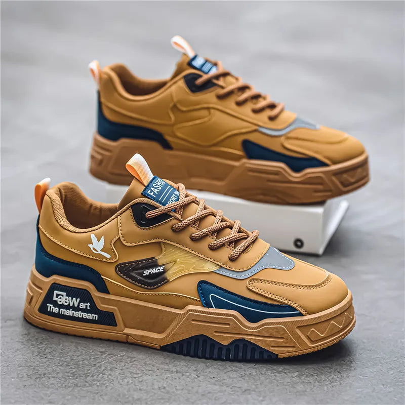 2024 Autumn New Casual Sports Shoes Men's Leather Low-Top Fashion Trend Easiest for Match Running Shoes Men's Skateboard Shoes Suitable for Outdoor Sports - Melo