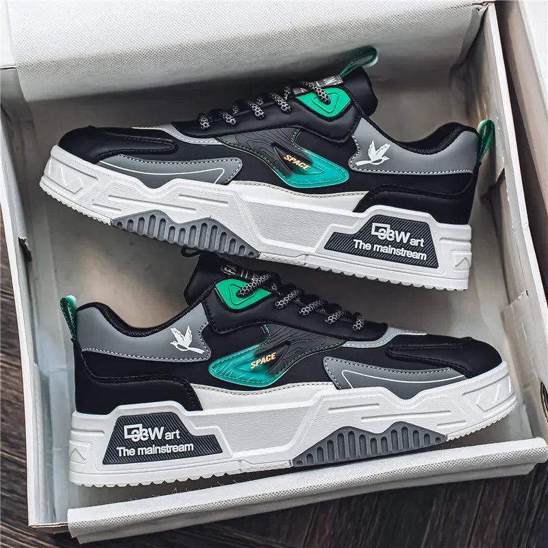 2024 Autumn New Casual Sports Shoes Men's Leather Low-Top Fashion Trend Easiest for Match Running Shoes Men's Skateboard Shoes Suitable for Outdoor Sports - Melo