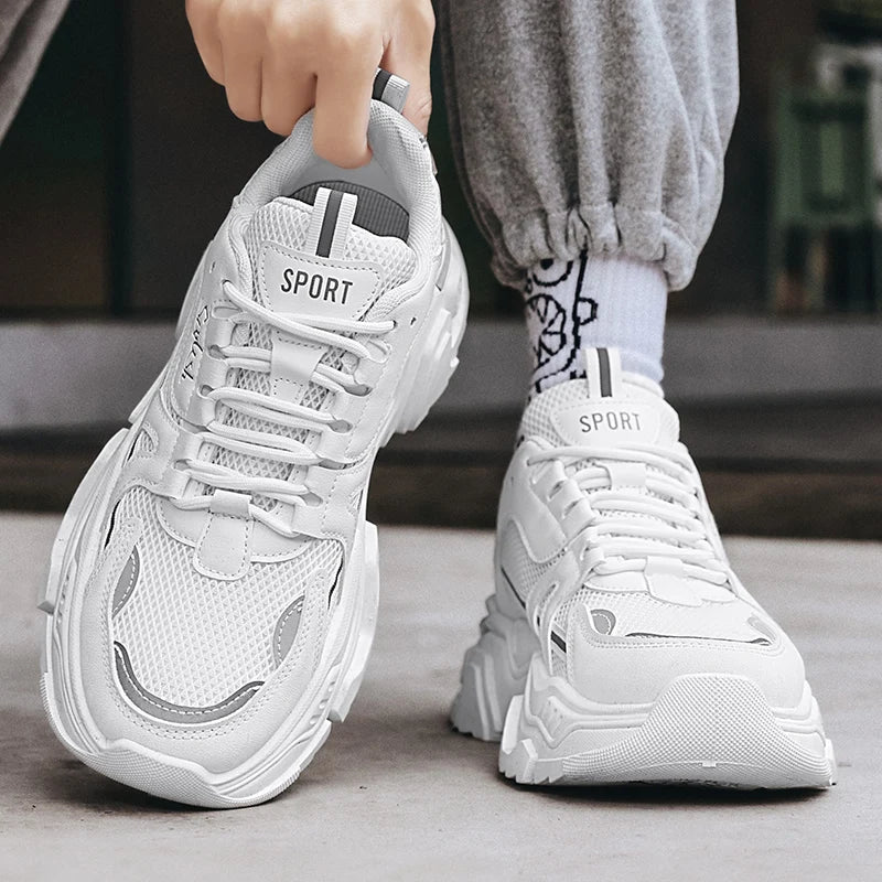 Student thick soled mesh breathable casual sports shoes four seasonal men's outdoor soft sole comfort running shoes male sneaker - Melo