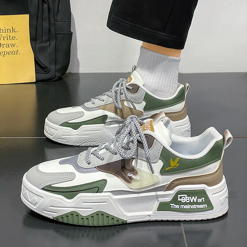 2024 Autumn New Casual Sports Shoes Men's Leather Low-Top Fashion Trend Easiest for Match Running Shoes Men's Skateboard Shoes Suitable for Outdoor Sports - Melo