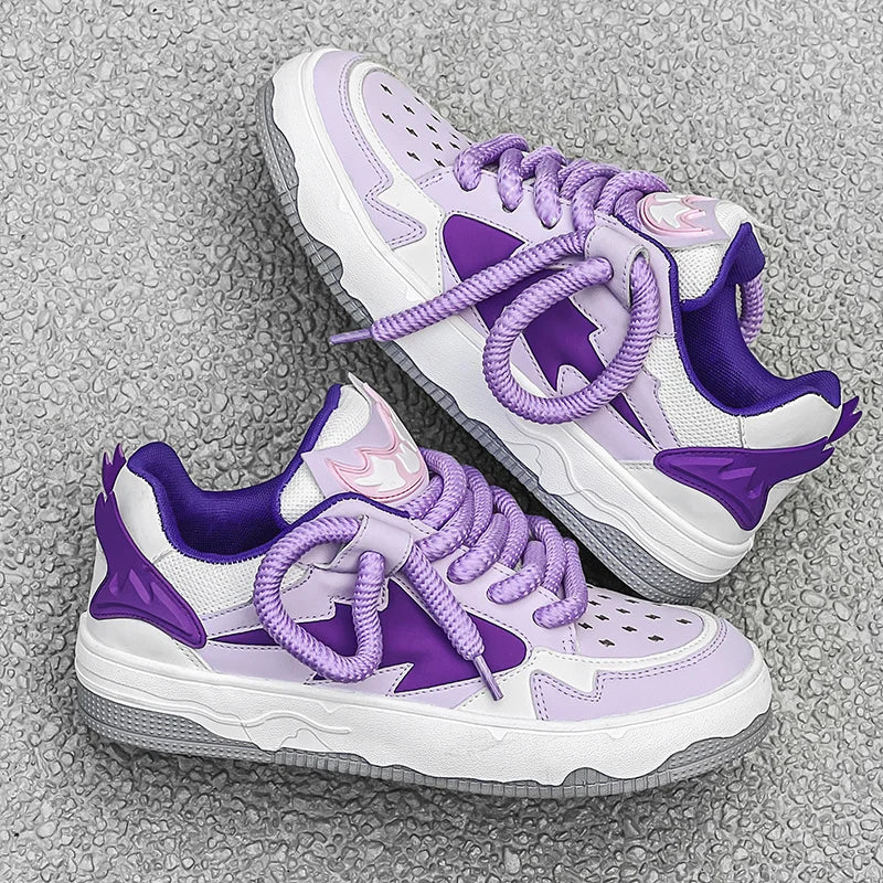 2024 Fashion Purple Mens Skateboard Shoes Streetwear Sneakers Spring Low top Board Sneakers Man Unisex Trend Shoes basket homme - Melo