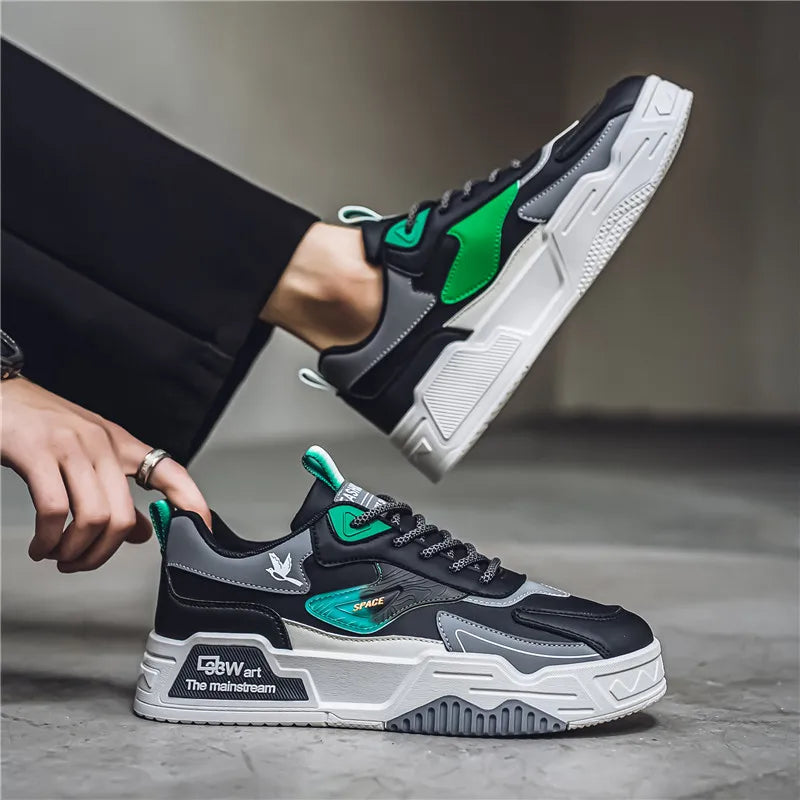 2024 Autumn New Casual Sports Shoes Men's Leather Low-Top Fashion Trend Easiest for Match Running Shoes Men's Skateboard Shoes Suitable for Outdoor Sports - Melo