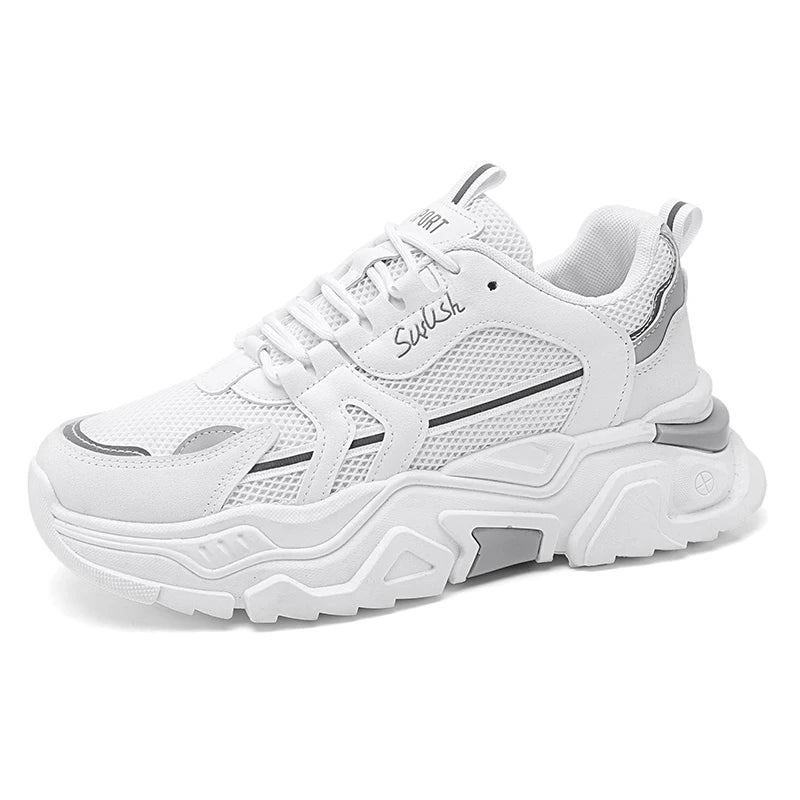 Student thick soled mesh breathable casual sports shoes four seasonal men's outdoor soft sole comfort running shoes male sneaker - Melo