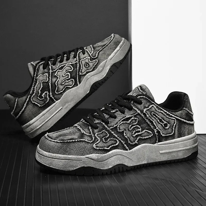 2024 Summer New Washed Denim Couple Shoes with Soft Sole Casual Dirty Board Shoes Non-slip Wear-resistant Sports Shoes for Men - Melo