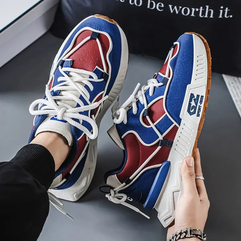 Men's Sport Shoes Autumn Winter Thick Bottom Heightening Dad Shoes Korean Style Trendy Shoes round Toe Synthetic Casual Shoes - Melo