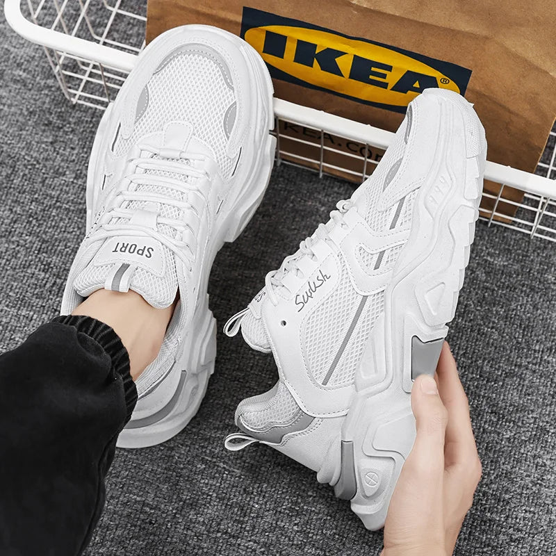 Student thick soled mesh breathable casual sports shoes four seasonal men's outdoor soft sole comfort running shoes male sneaker - Melo