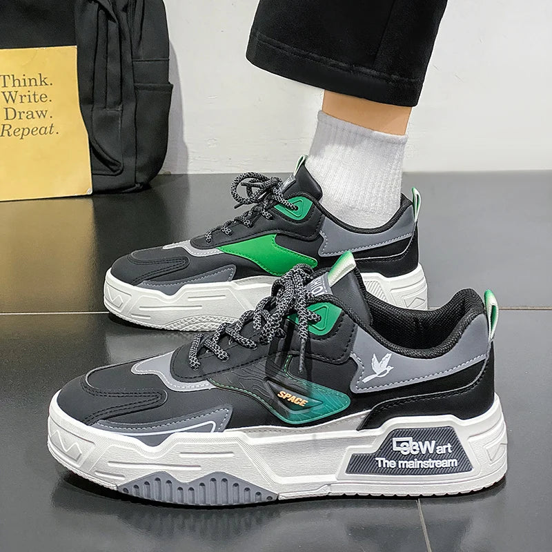 2024 Autumn New Casual Sports Shoes Men's Leather Low-Top Fashion Trend Easiest for Match Running Shoes Men's Skateboard Shoes Suitable for Outdoor Sports - Melo
