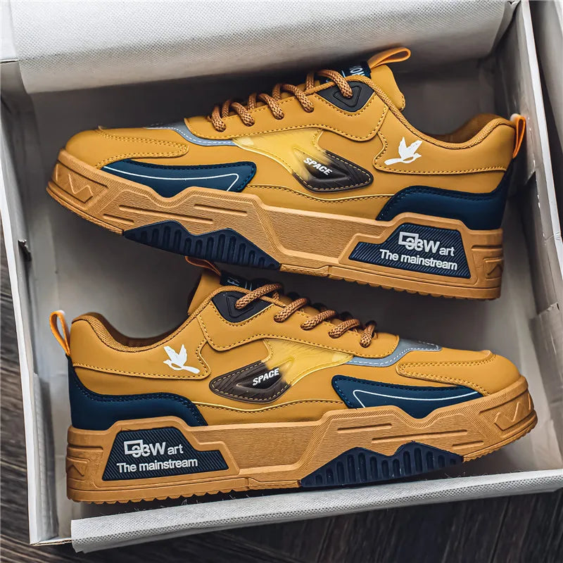 2024 Autumn New Casual Sports Shoes Men's Leather Low-Top Fashion Trend Easiest for Match Running Shoes Men's Skateboard Shoes Suitable for Outdoor Sports - Melo