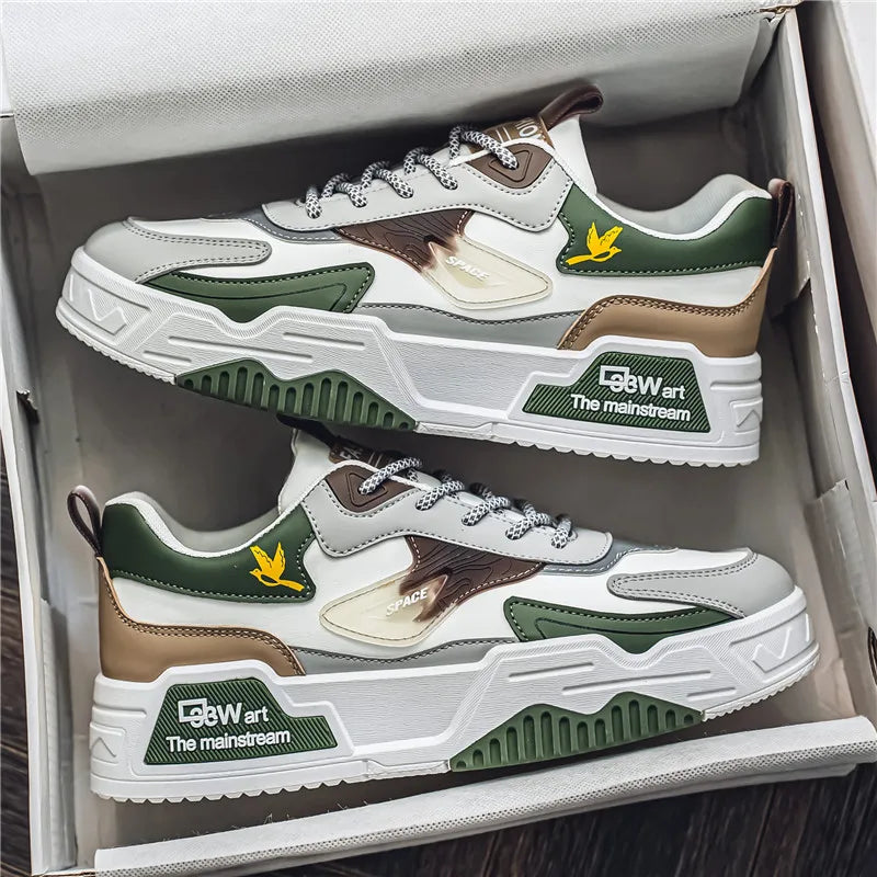 2024 Autumn New Casual Sports Shoes Men's Leather Low-Top Fashion Trend Easiest for Match Running Shoes Men's Skateboard Shoes Suitable for Outdoor Sports - Melo